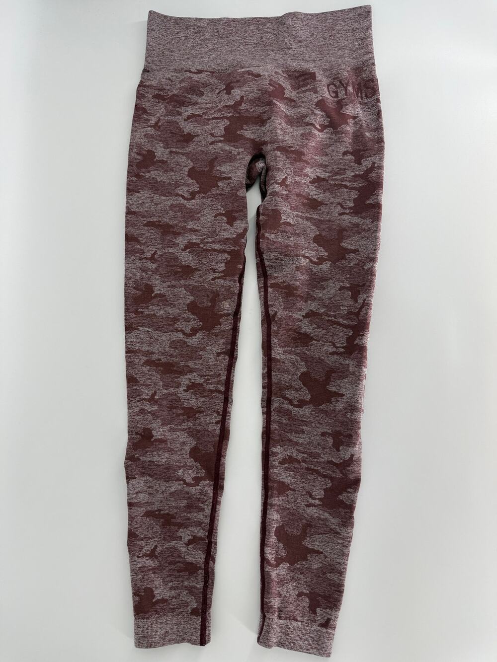 Gymshark Camo Seamless Leggings Womens S Mauve Burgundy High Rise Workout Pants